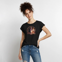 Pinot Noir Pinup Women's Roll Cuff T-Shirt - black
