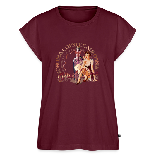 Pinot Noir Pinup Women's Roll Cuff T-Shirt - burgundy