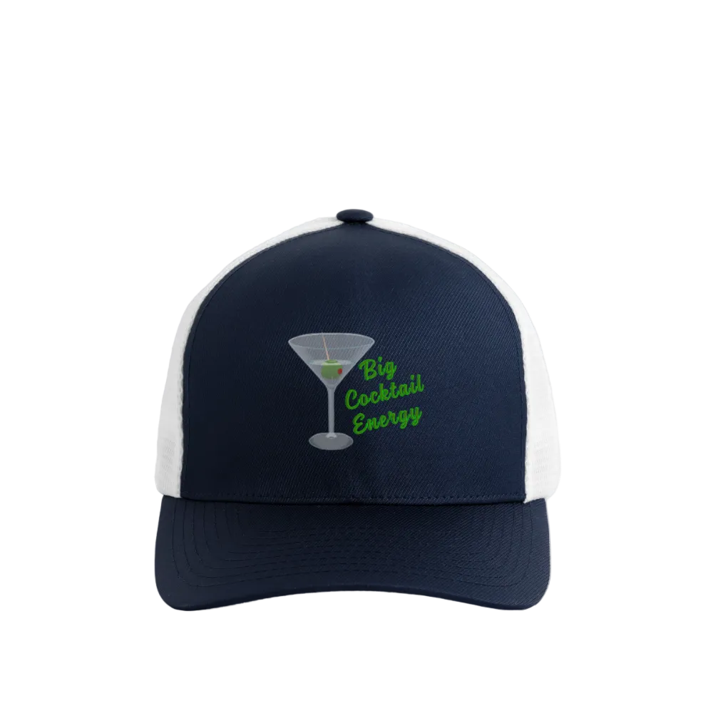 Big Cocktail Energy Flexfit Fitted Baseball Cap - navy/white