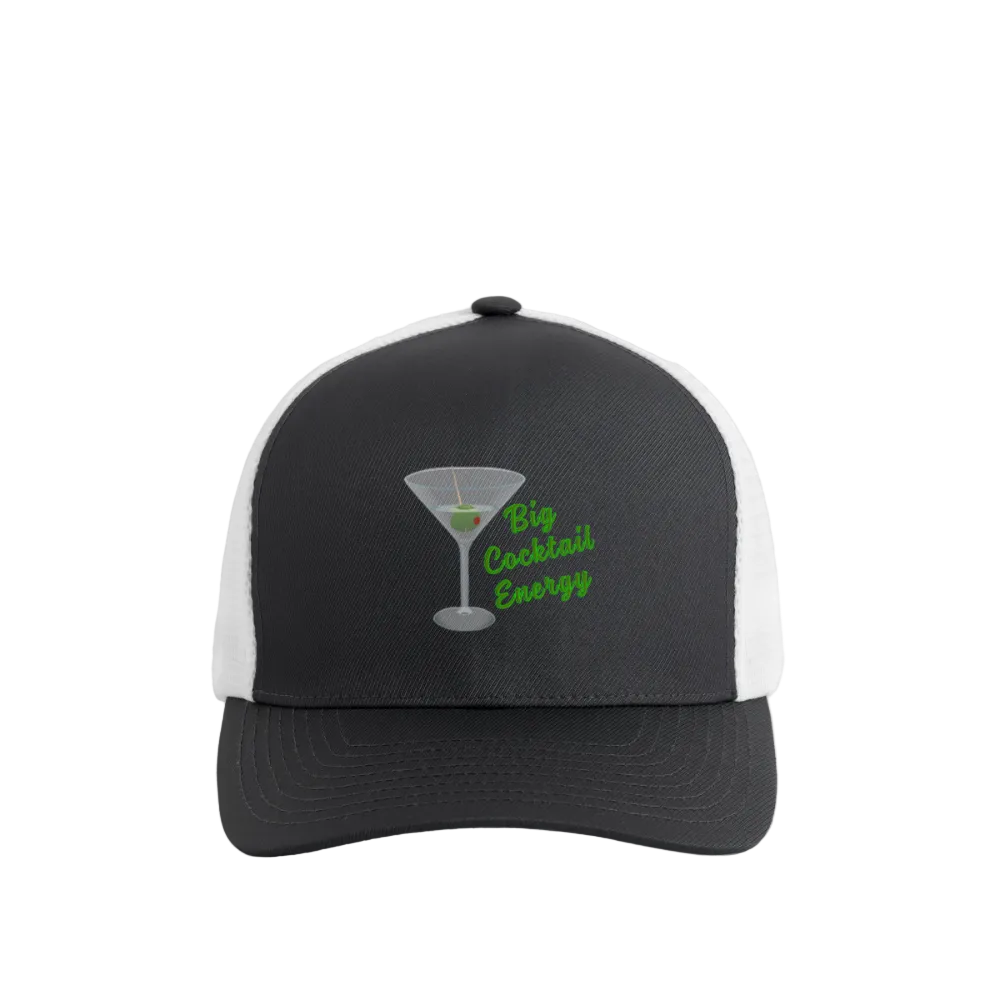 Big Cocktail Energy Flexfit Fitted Baseball Cap - dark gray/white