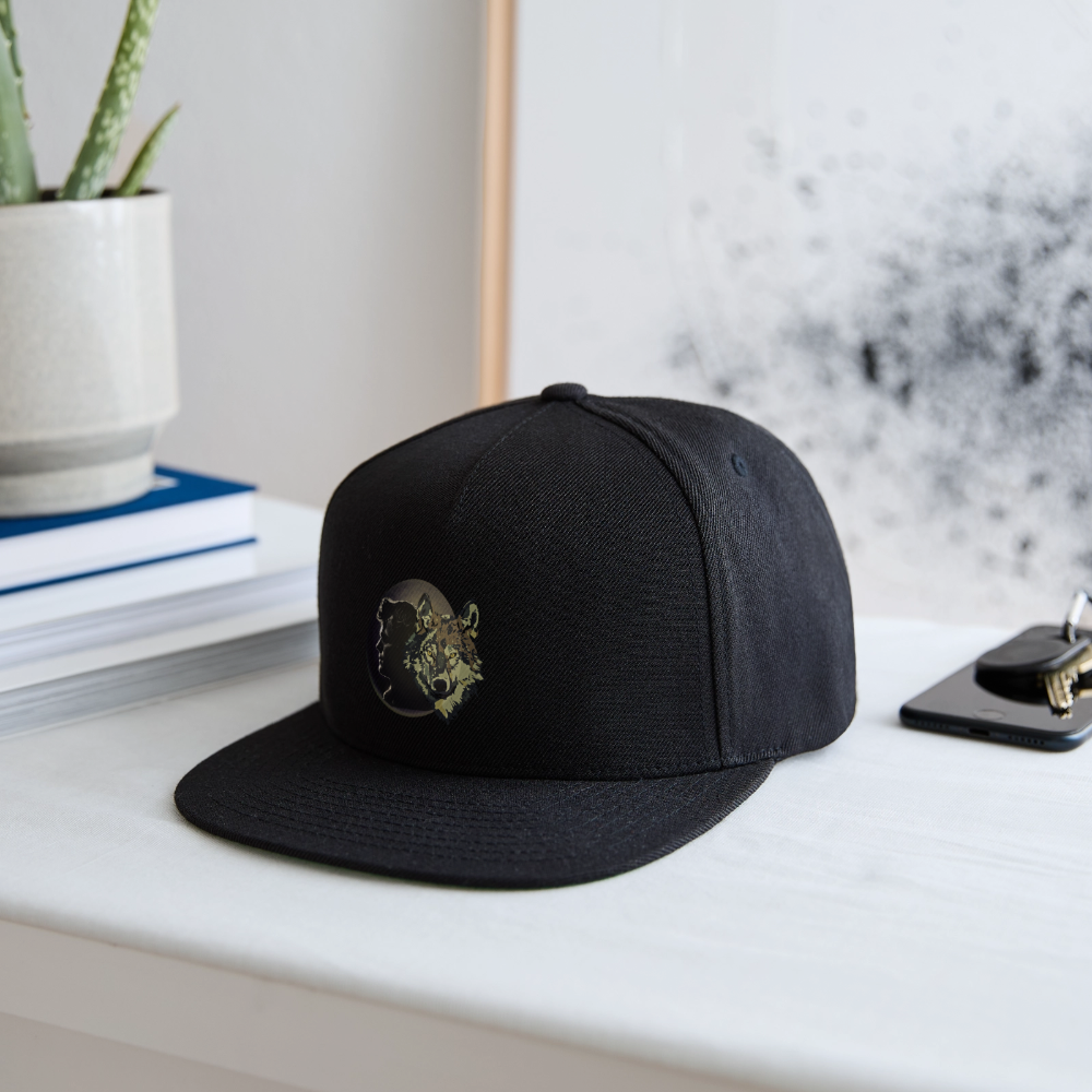 Jack London Wolf Snapback Baseball Cap - black