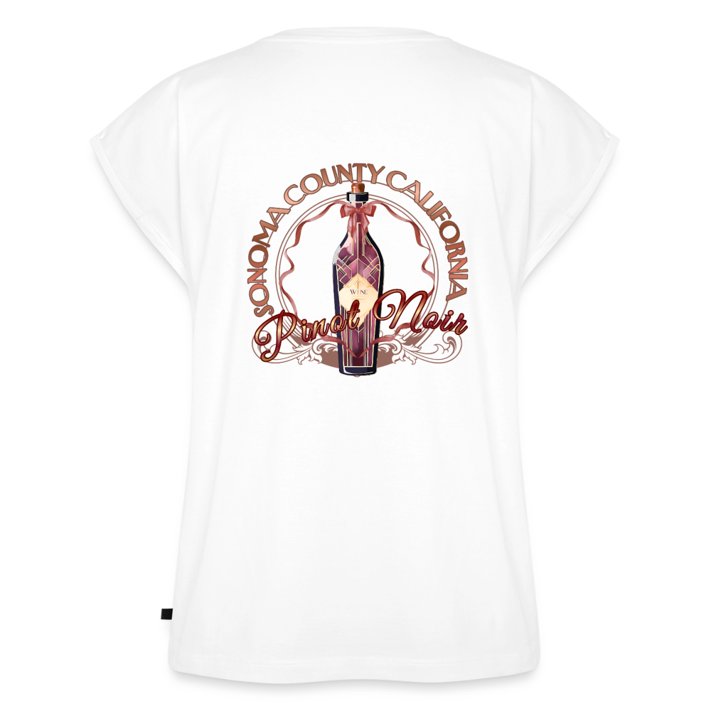 Pinot Noir Pinup Women's Roll Cuff T-Shirt - white