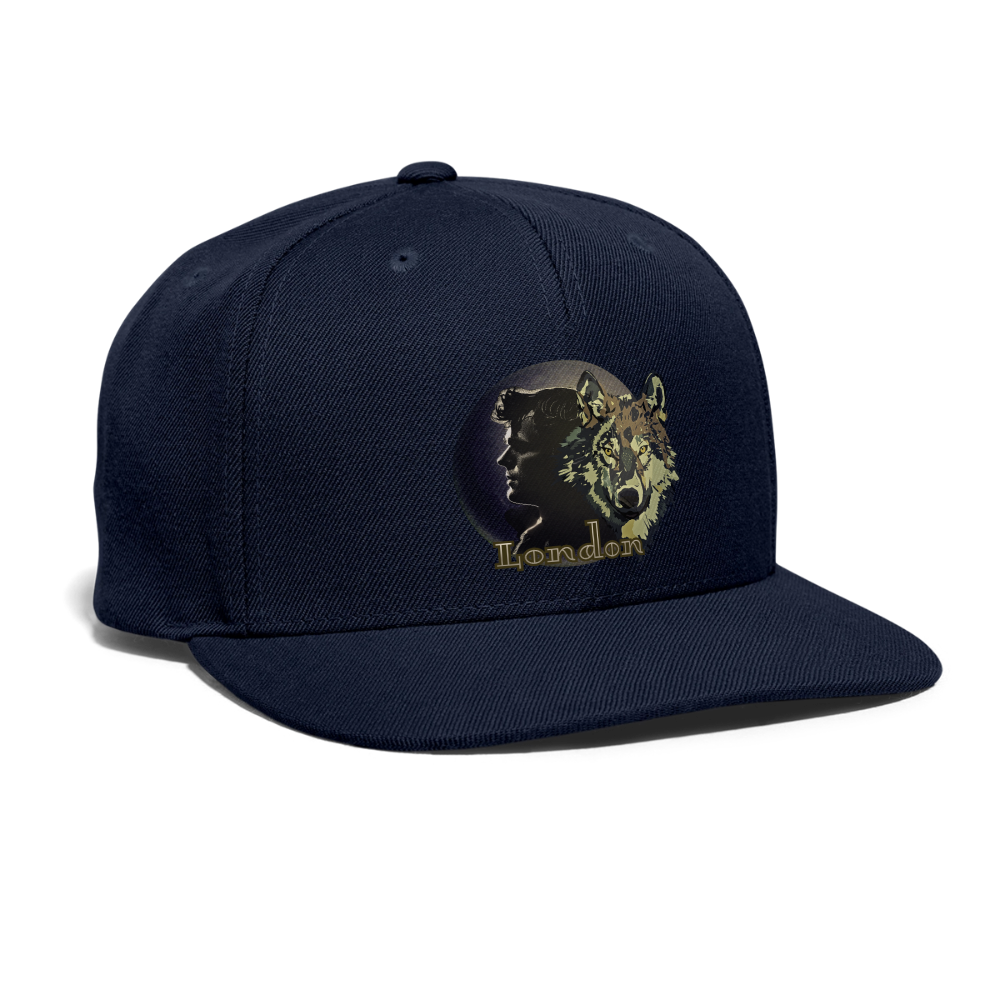 London Wolf Snapback Baseball Cap - navy