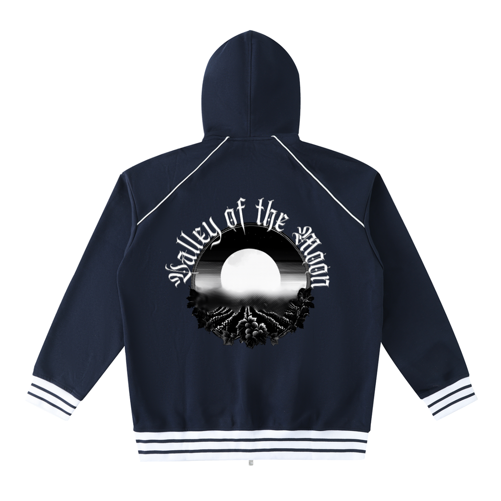 Striped Trim Zip-Up Hoodie