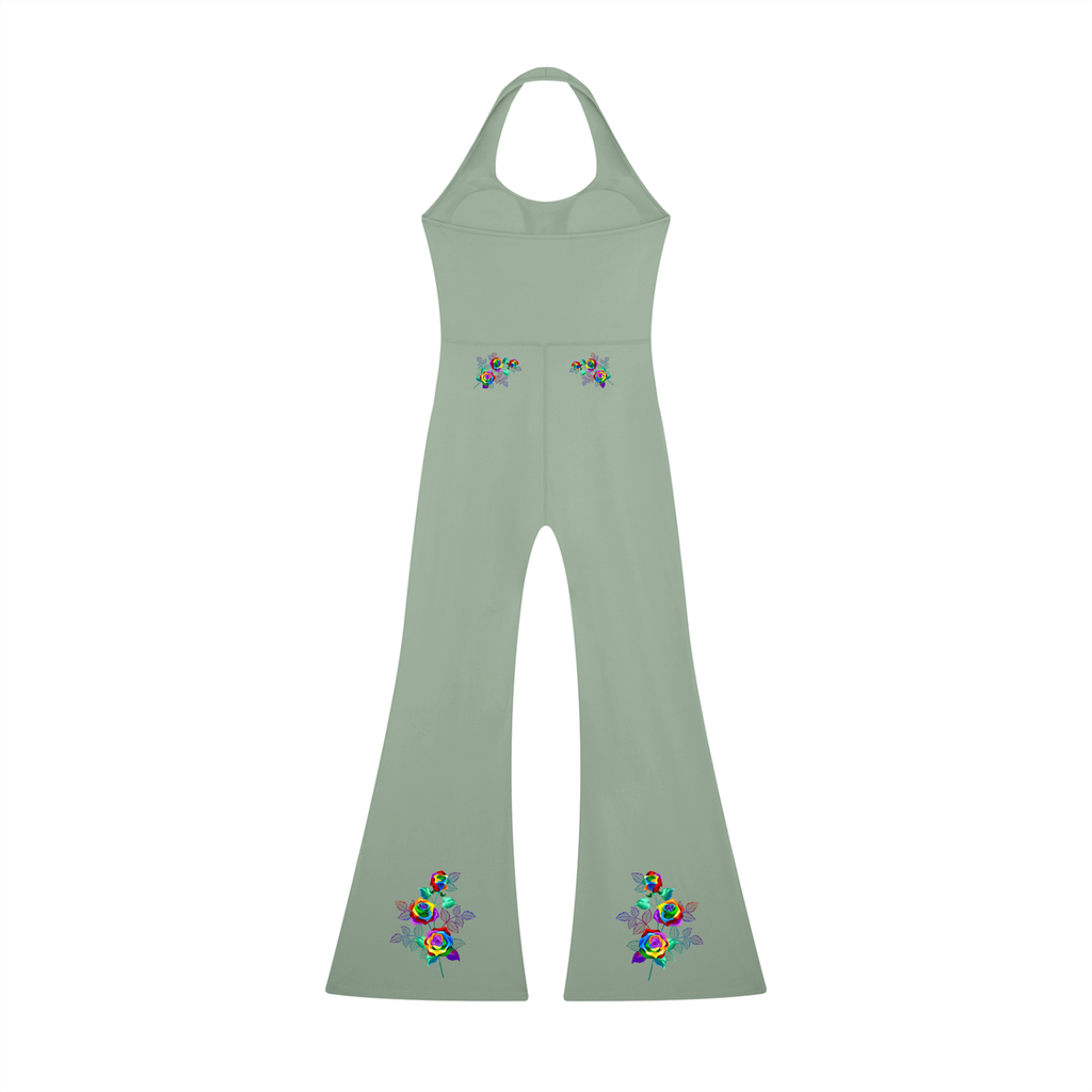 Grafitti Rose Women’s Halter Flared Jumpsuit