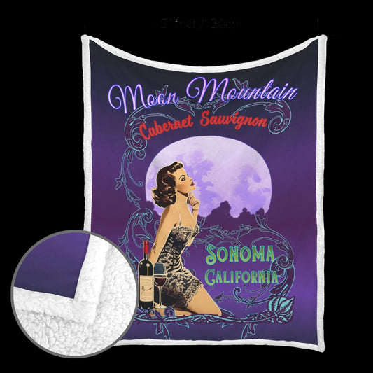Cabernet Sauvignon Vintage Pinup Fleece Blanket 51"x59"