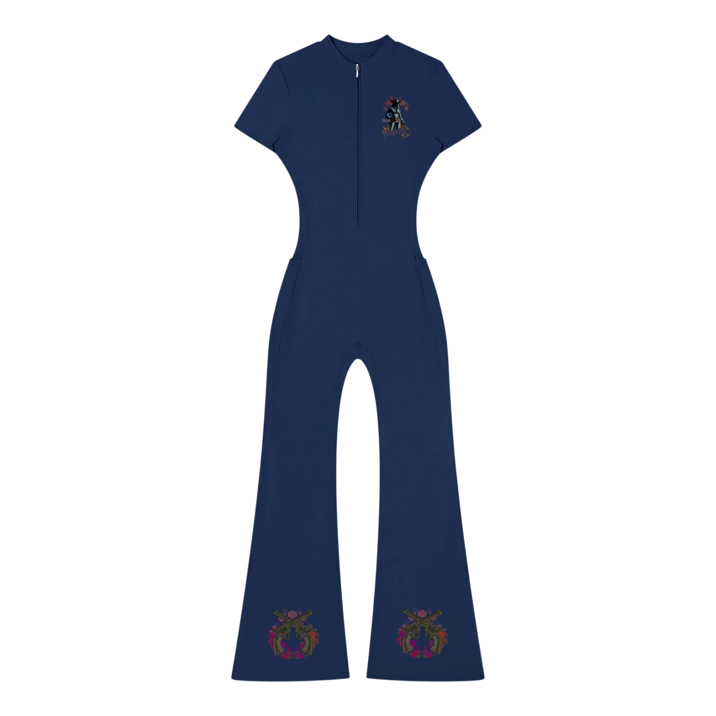 Women’s Tight Flared Leg Quarter-Zip Jumpsuit
