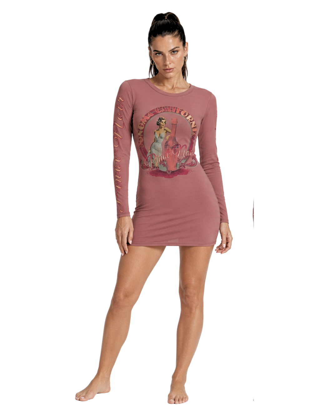 Pinot Noir Pinup Women's Long Sleeve Dress