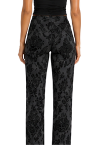 Damask Charcoal Women's Straight-leg Pants
