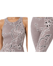 Rose Lace Print Women's High-Waist Legging