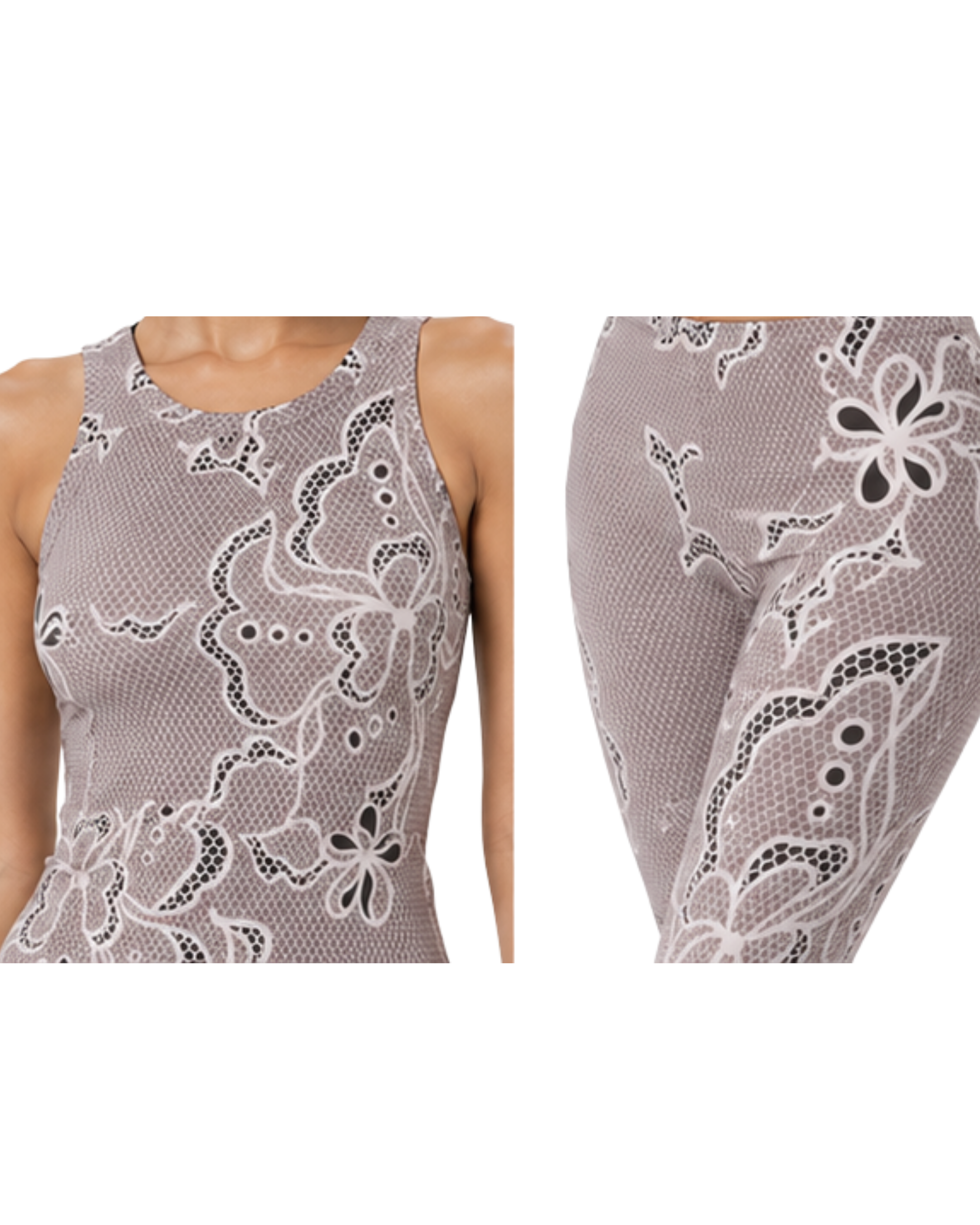 Rose Lace Print Women's High-Waist Legging