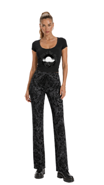 Damask Charcoal Women's Straight-leg Pants