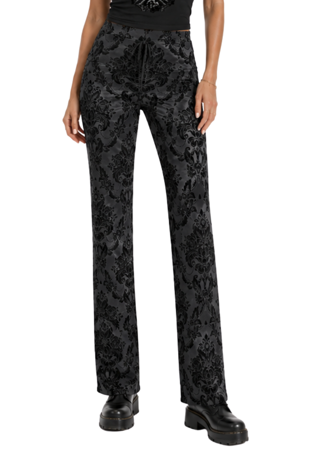 Damask Charcoal Women's Straight-leg Pants