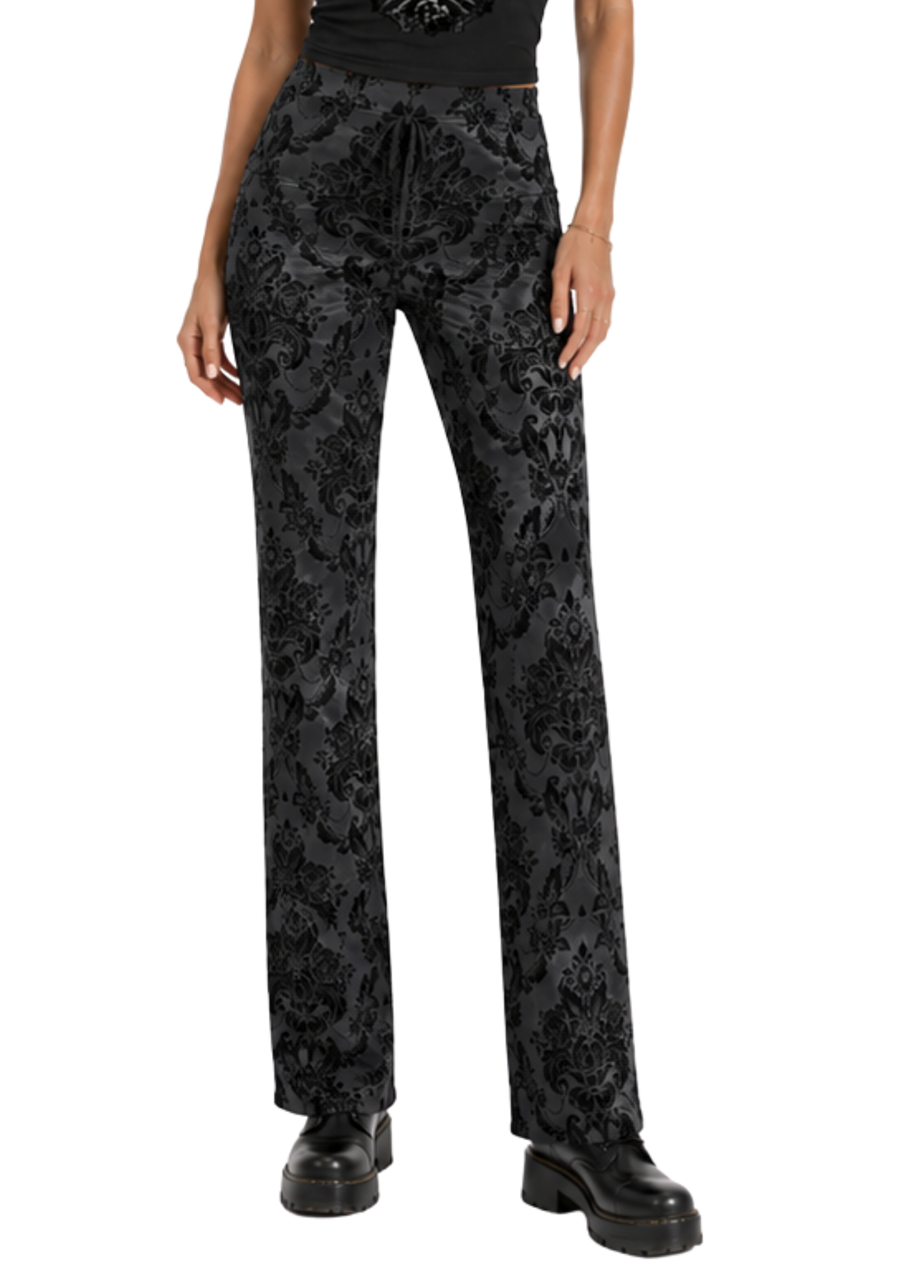 Damask Charcoal Women's Straight-leg Pants
