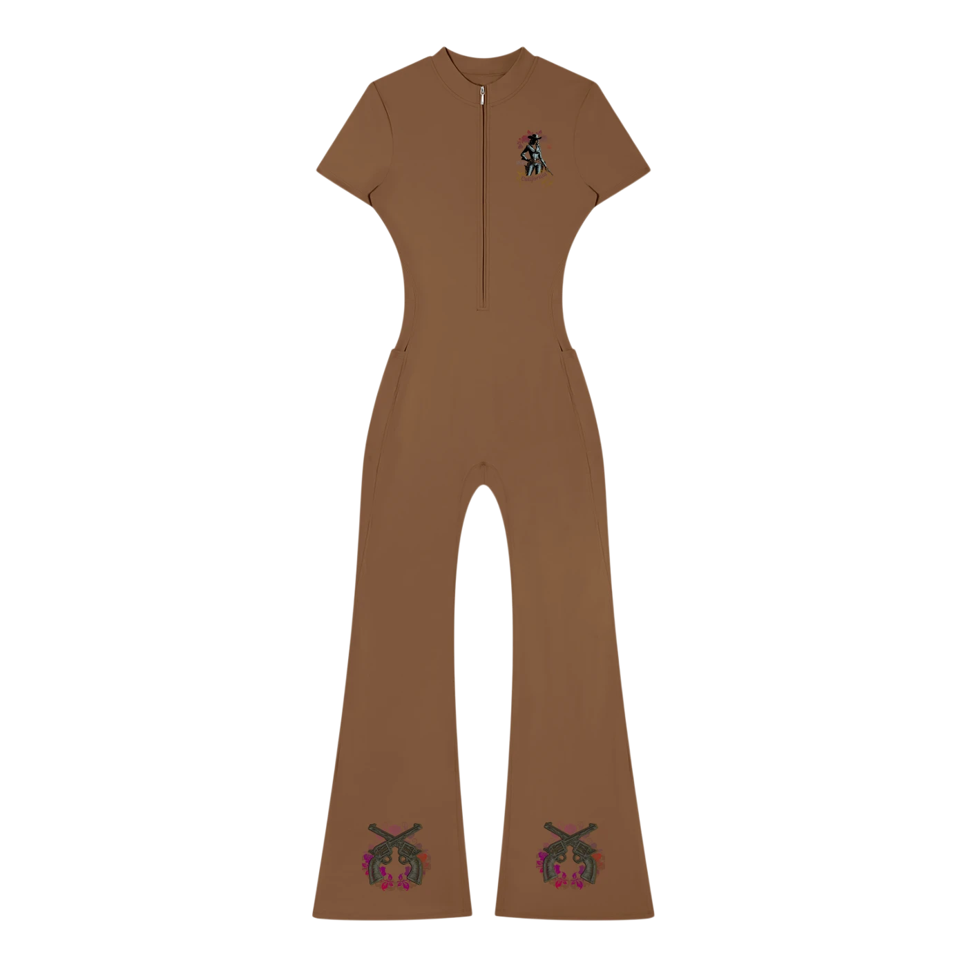 Women’s Tight Flared Leg Quarter-Zip Jumpsuit