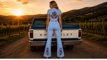 Flamenco Flared Leg Quarter-Zip Jumpsuit