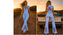 Flamenco Flared Leg Quarter-Zip Jumpsuit