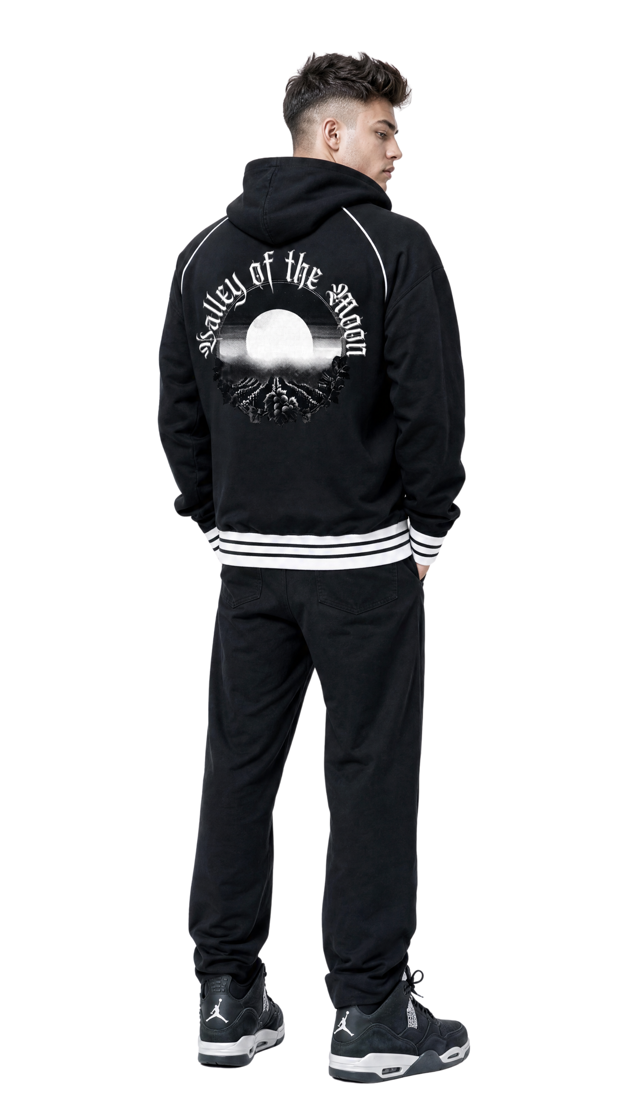 Valley of the Moon Men's Striped Trim Zip-Up Hoodie