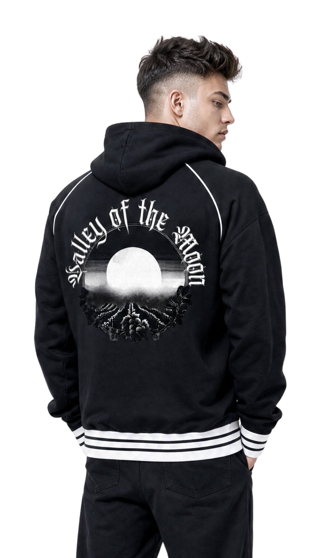 Valley of the Moon Men's Striped Trim Zip-Up Hoodie