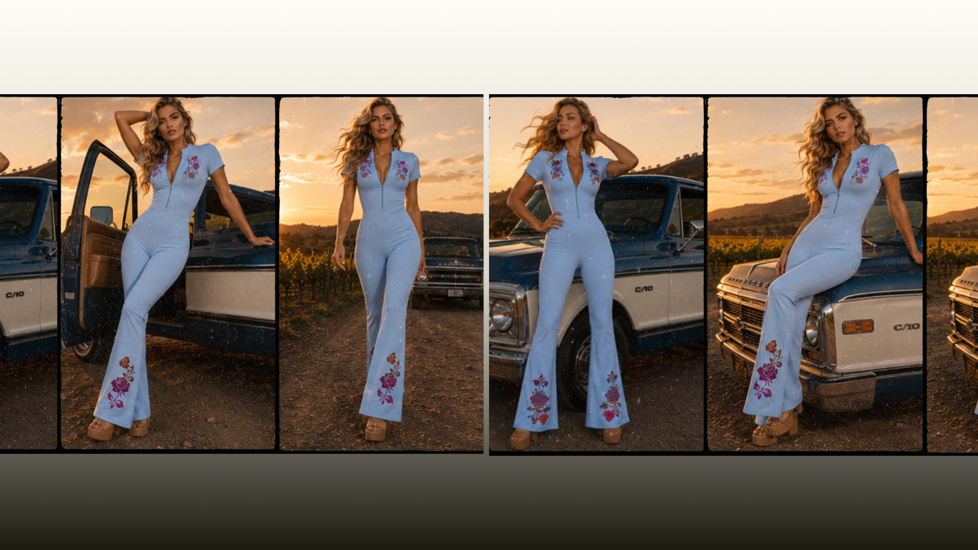 Flamenco Flared Leg Quarter-Zip Jumpsuit