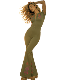 Flamenco Flared Leg Quarter-Zip Jumpsuit