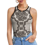 Nude Lace Print Women's Sleeveless Tank Top