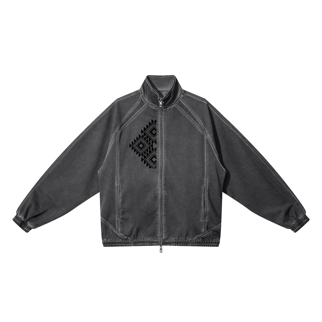 Vintage Wash Full Zip Mesh Jacket