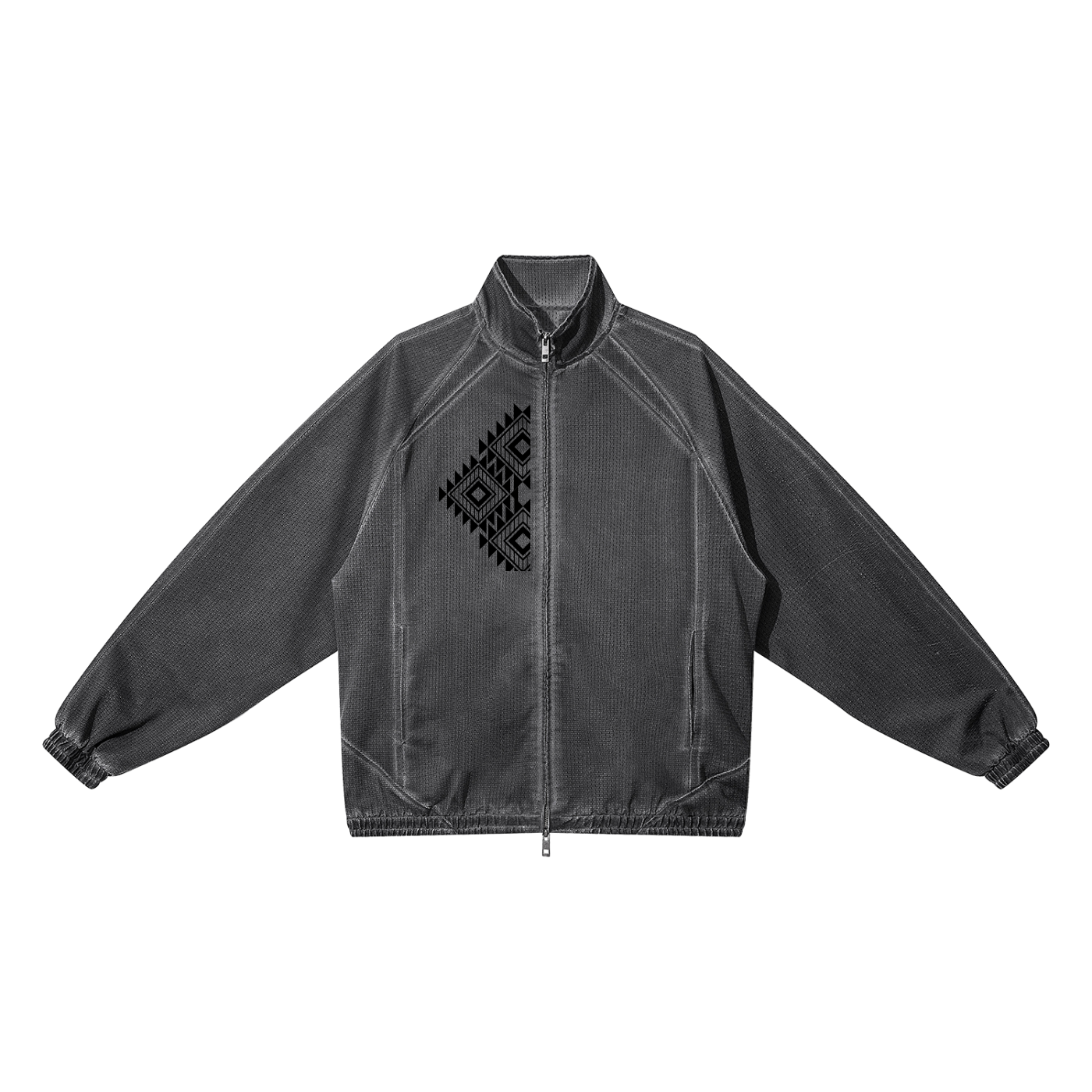 Vintage Wash Full Zip Mesh Jacket
