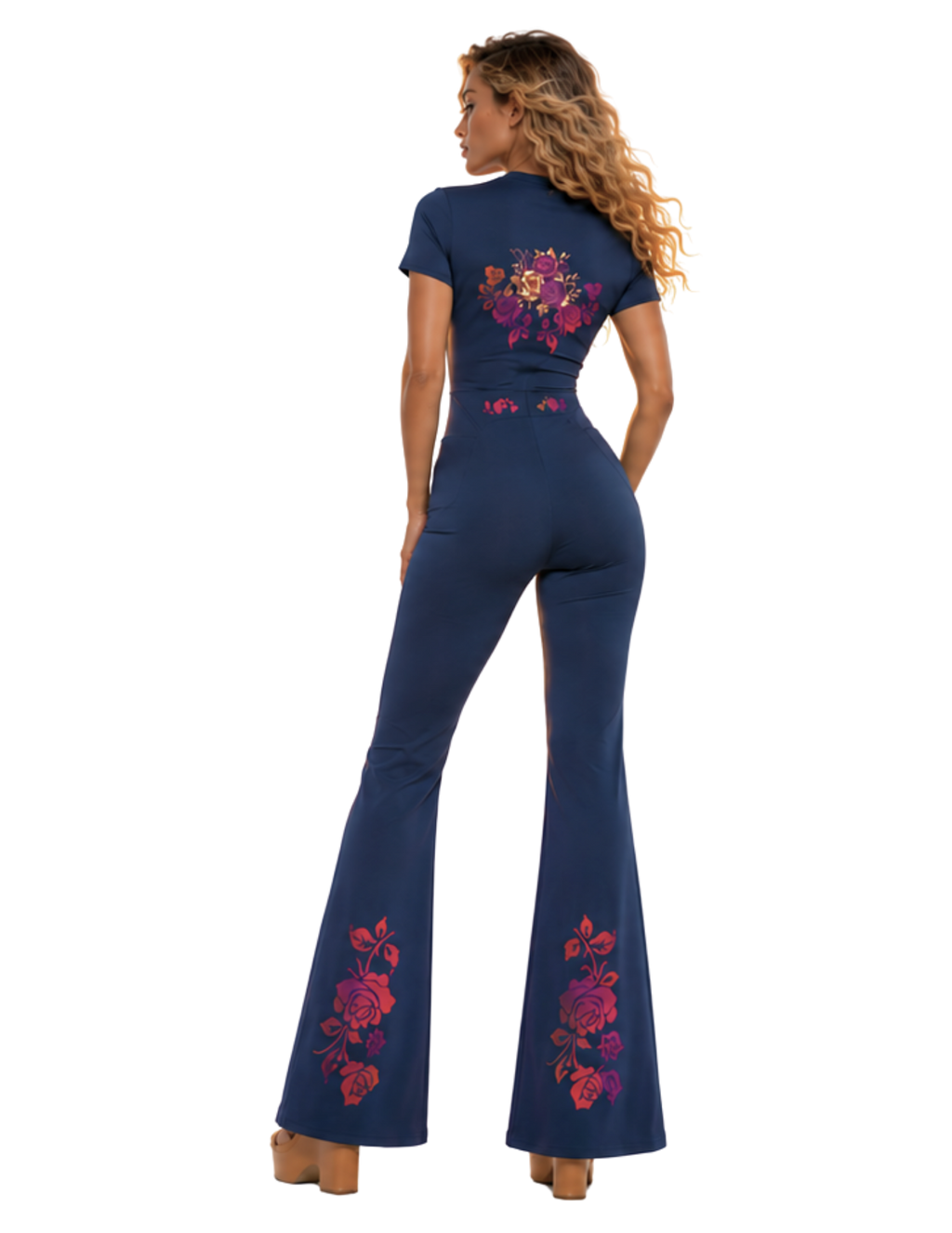 Flamenco Flared Leg Quarter-Zip Jumpsuit