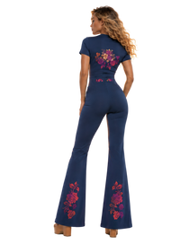 Flamenco Flared Leg Quarter-Zip Jumpsuit