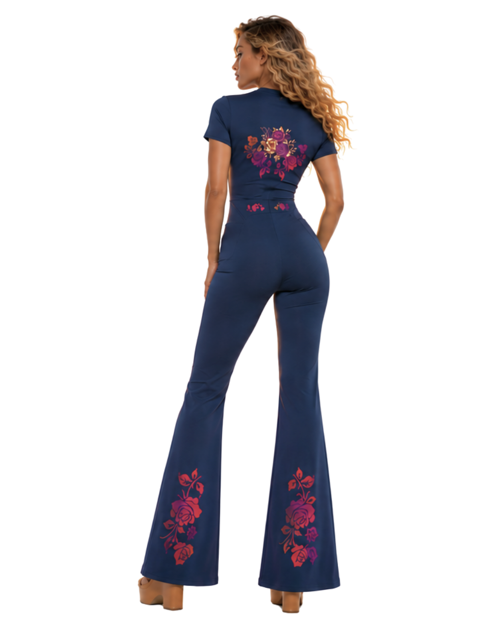 Flamenco Flared Leg Quarter-Zip Jumpsuit