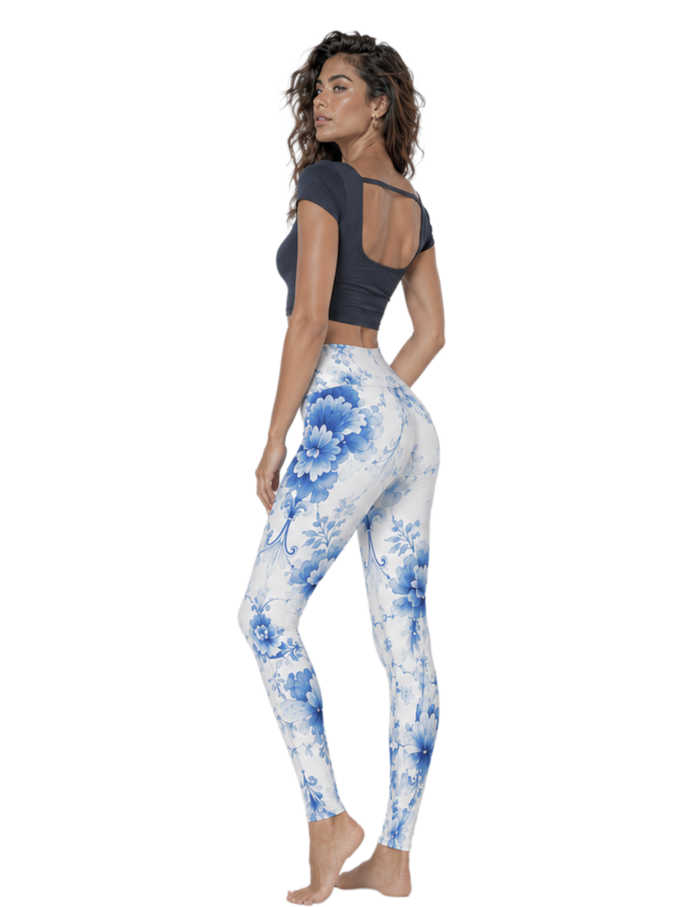 Nude Lace Print Women's Low Rise Yoga Leggings