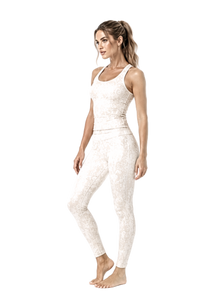 Pearl White Damask Women's Low Rise Leggings