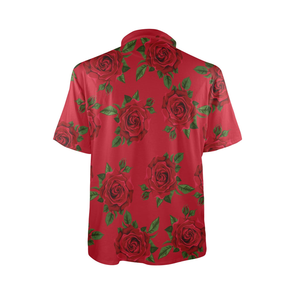 Rose Polo Men's All Over Print Polo Shirt (Model T55)