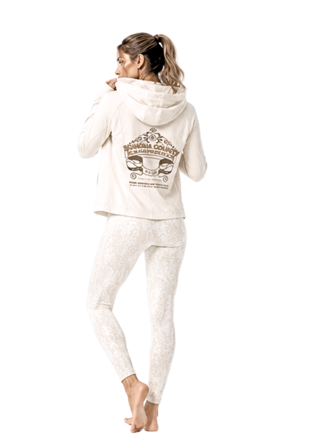 Pearl White Damask Women's Low Rise Leggings