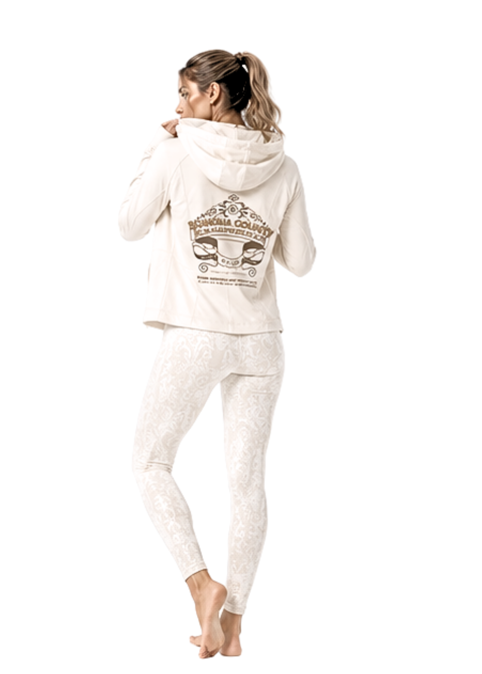 Pearl White Damask Women's Low Rise Leggings