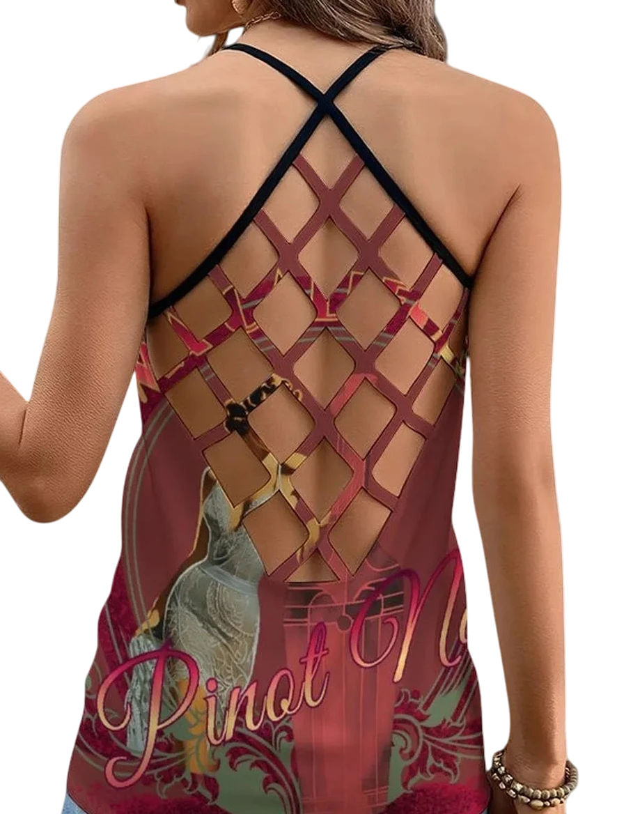 Pinot Pinup Women's Criss-Cross Open Back Tank Top