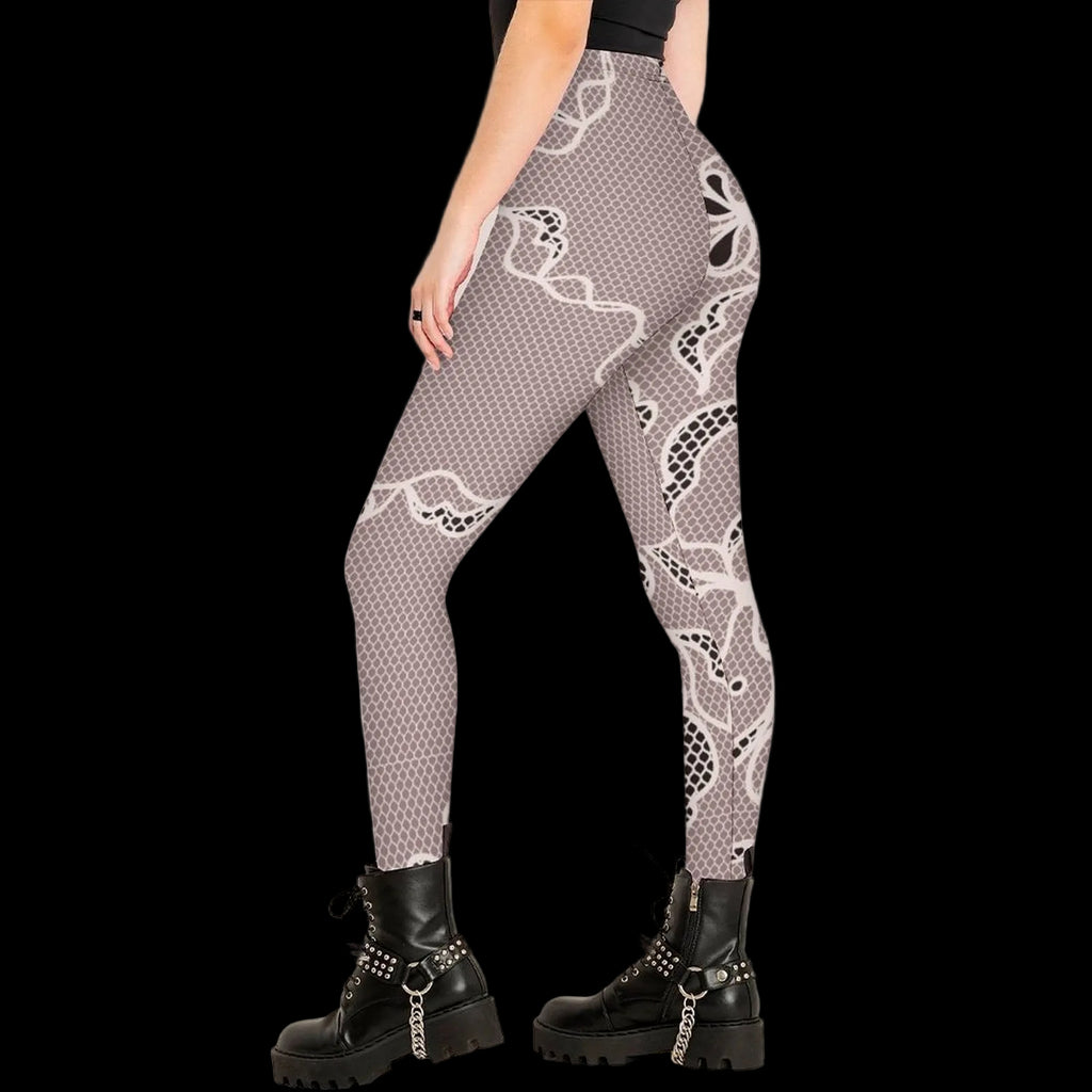 Rose Lace Print Women's High-Waist Legging