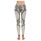 Nude Lace Print Women's Low Rise Yoga Leggings