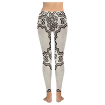 Nude Lace Print Women's Low Rise Yoga Leggings