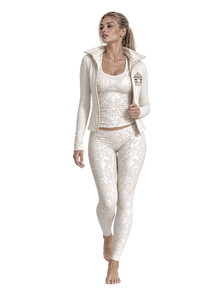 Pearl White Damask Women's Racerback Tank Top