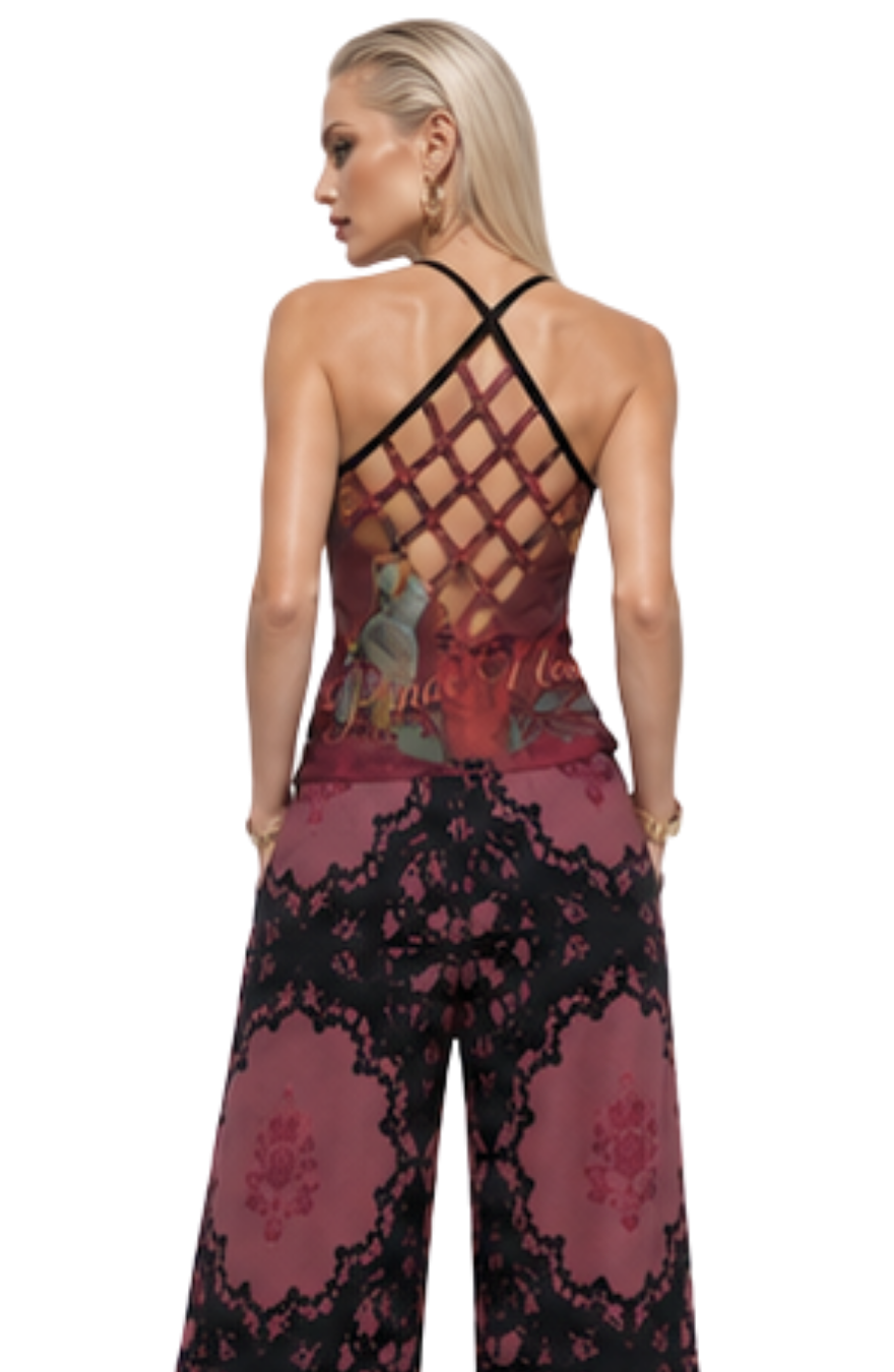 Pinot Pinup Women's Criss-Cross Open Back Tank Top Secondary image