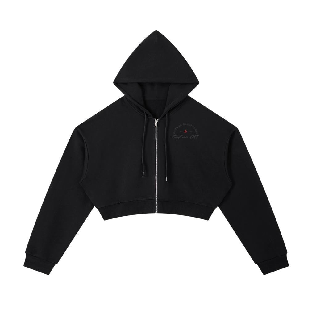 California O.G.  Women's  Cropped Zip-Up Hoodie