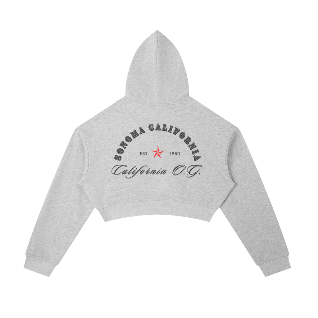 California O.G.  Women's  Cropped Zip-Up Hoodie