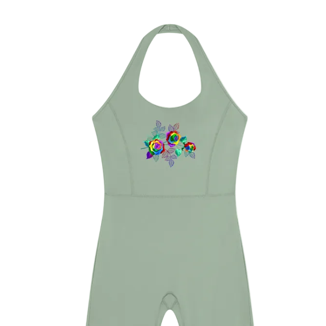 Grafitti Rose Women’s Halter Flared Jumpsuit