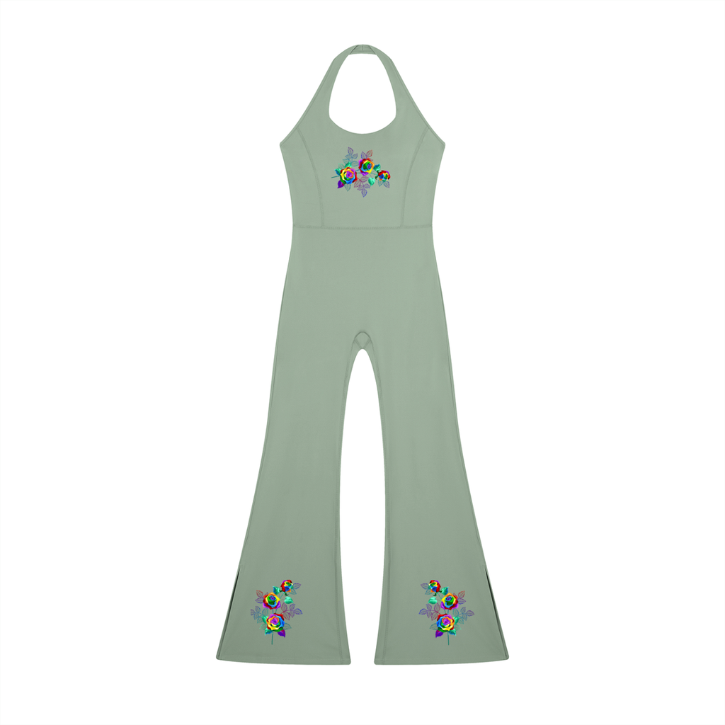 Grafitti Rose Women’s Halter Flared Jumpsuit