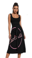 Pink Neon Cocktails Tie Waist Sleeveless Dress