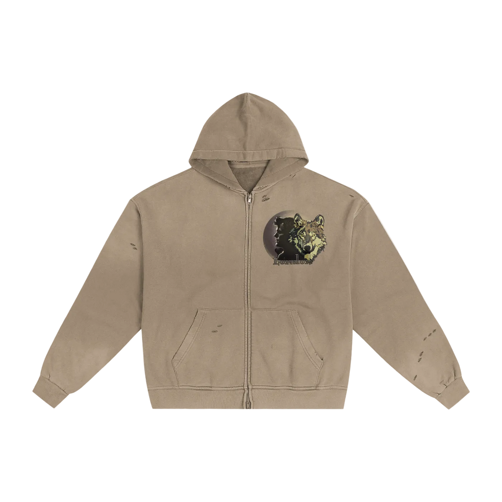 Jack London Wolf Sunfade Zip Hoodie