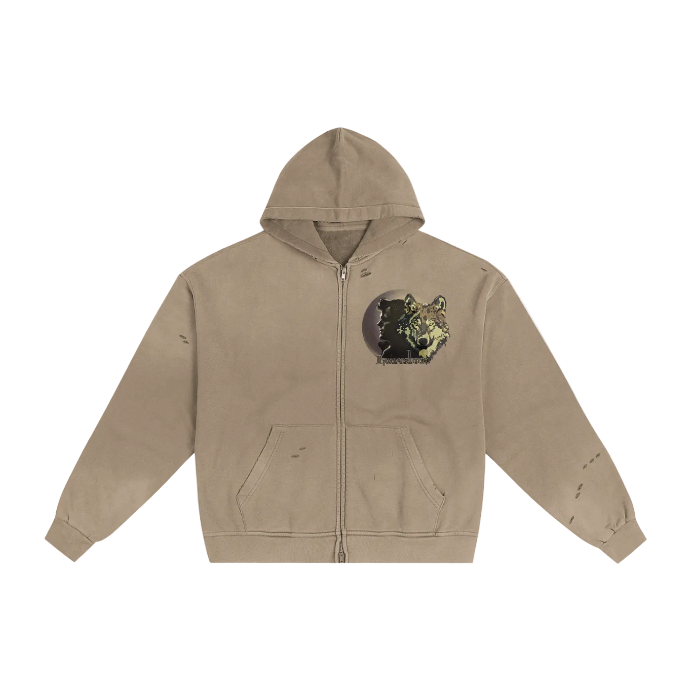 Jack London Wolf Sunfade Zip Hoodie