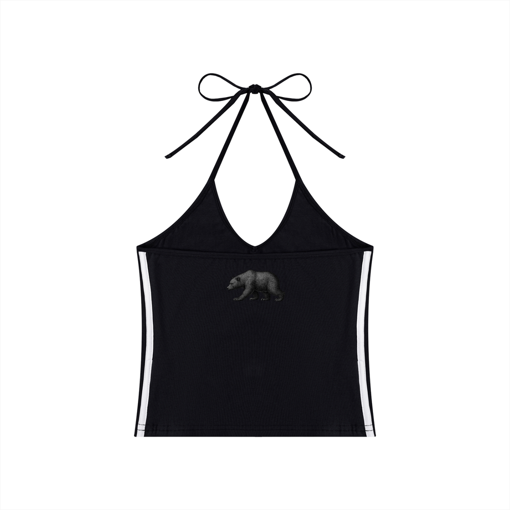 Women's Color Block Halter Crop Tank Top